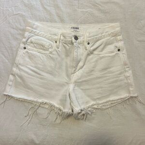 Frame Denim Women's Frayed White Jean Shorts